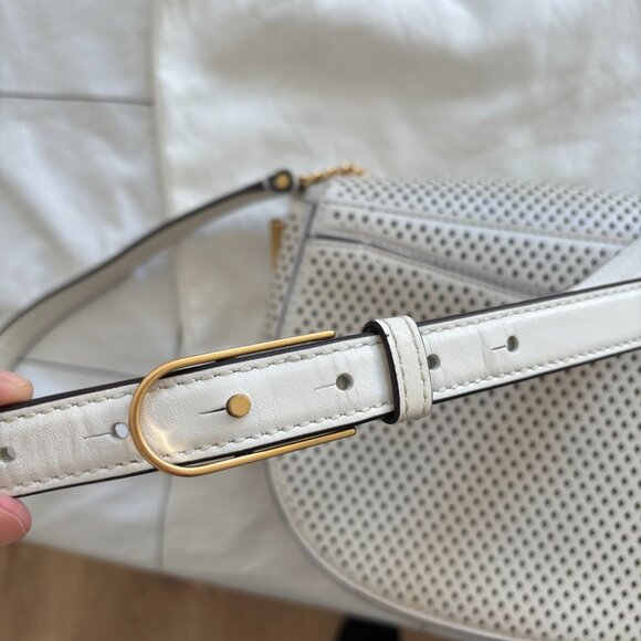 Sandro Pepita White Leather Perforated Shoulder Bag - Picture 8 of 13